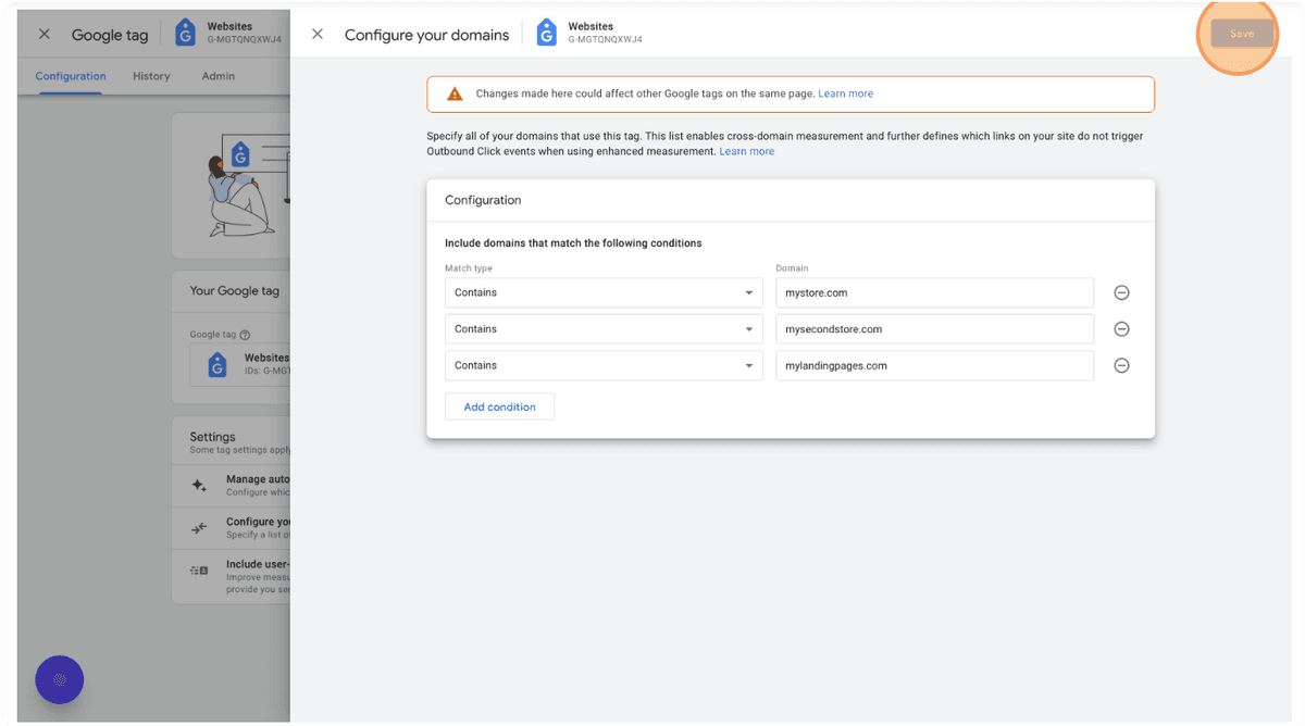 Save cross-domain settings