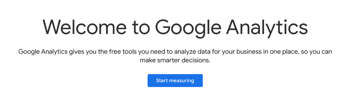 Start Measuring button on Google Analytics