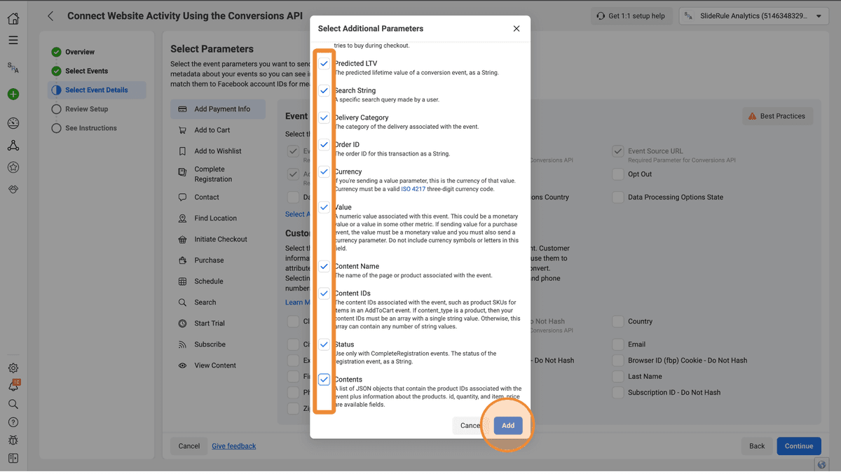 Selecting Additional Parameters