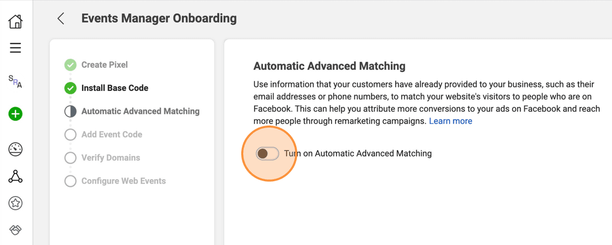 Turning on Automatic Advanced Matching