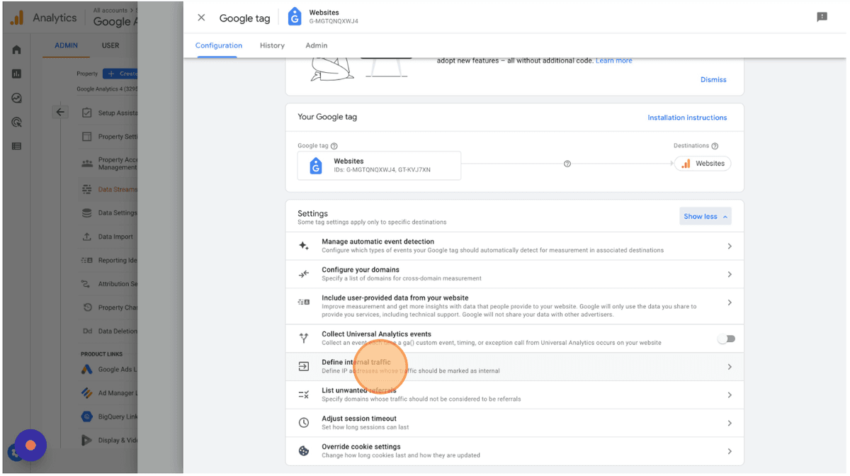 Define internal traffic option