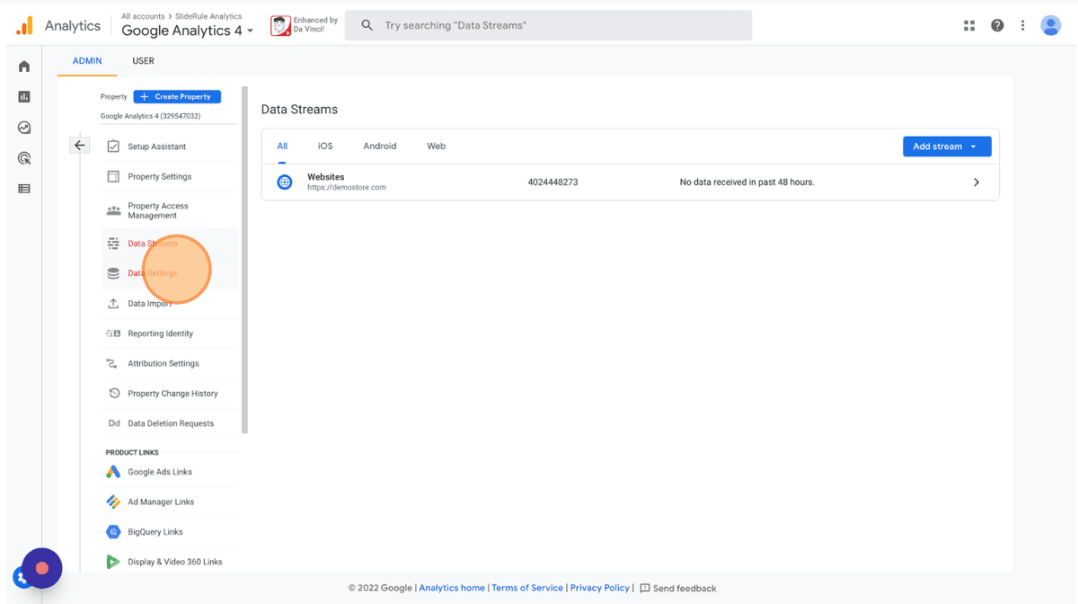 Data Settings in Google Analytics