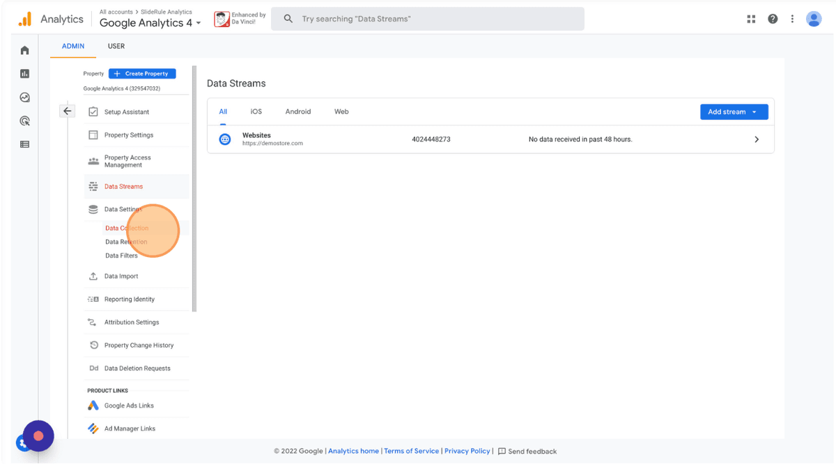 Data Collection in GA4 settings