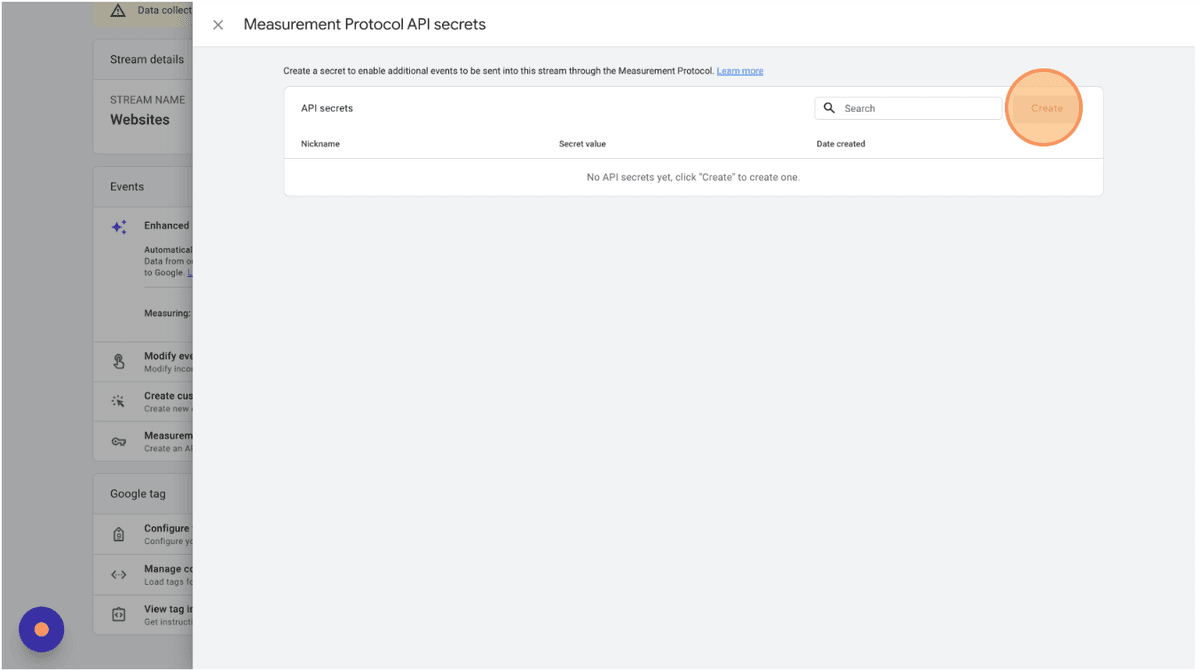 Creating Measurement Protocol API Secret