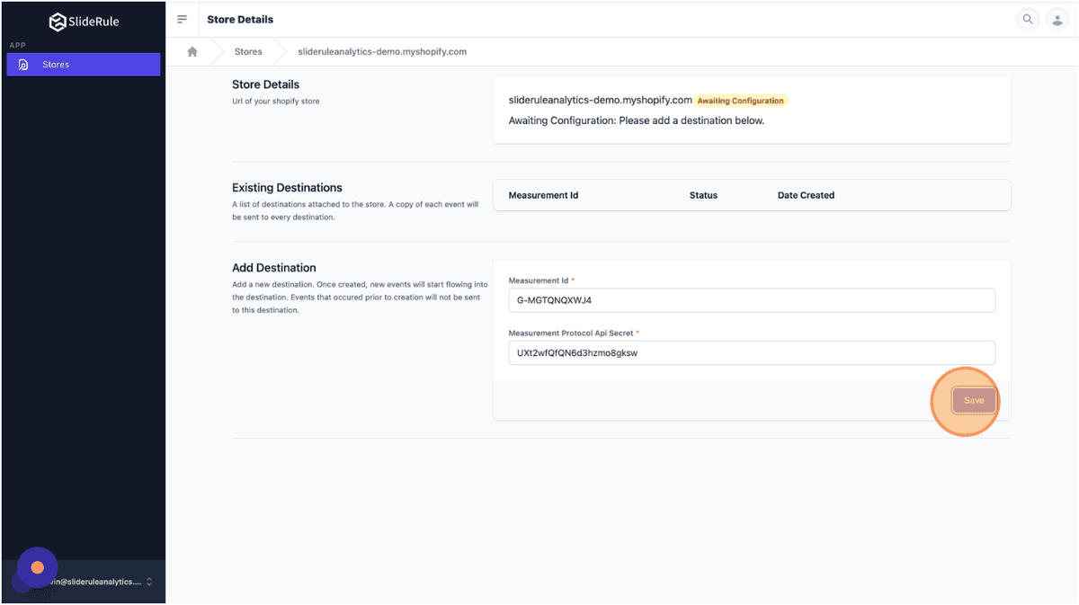 Adding API Secret to SlideRule Analytics configuration