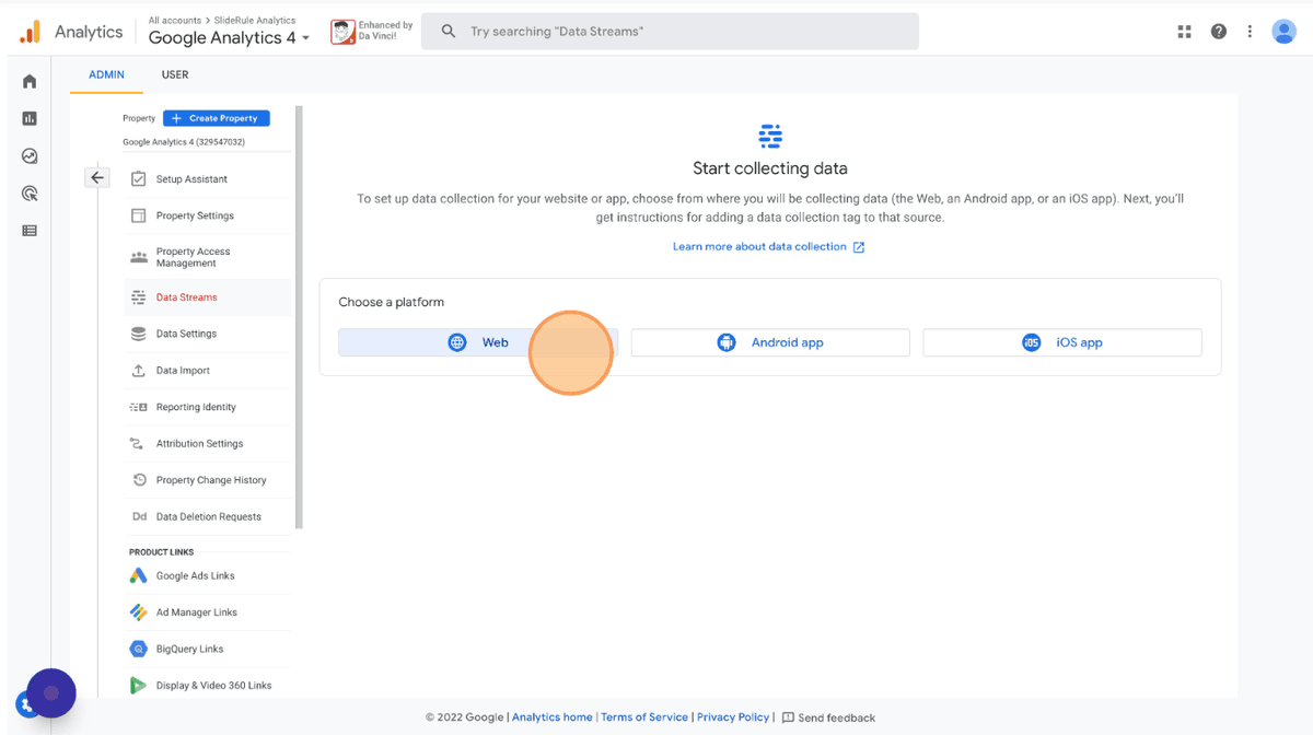 Data Streams section in GA4