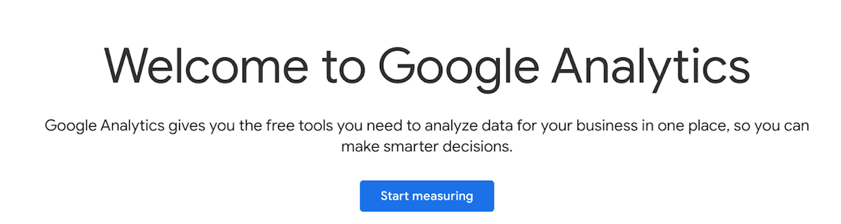 Start Measuring button on Google Analytics